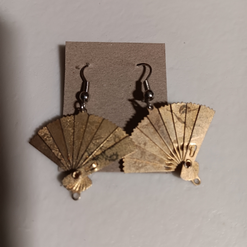 Elegant Vintage Japanese Fan Earrings
